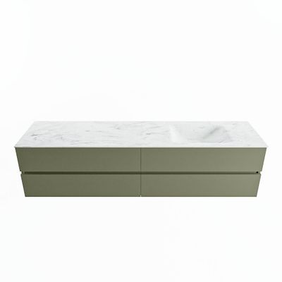 MONDIAZ VICA-DLUX 200cm badmeubel onderkast Army 4 lades. Inbouw wastafel CLOUD rechts 1 kraangat, kleur Opalo.