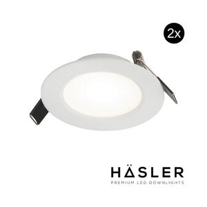 Inbouwspot Häsler Toscana Incl. Fase Aansnijding Dimbaar 9.2 cm 4 Watt Warm Wit RVS Wit Set 2x