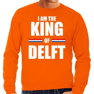 I am the King of Delft Koningsdag sweater / trui oranje voor heren