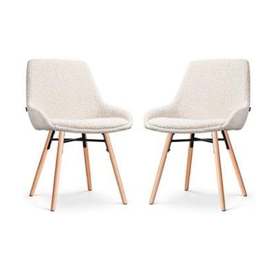 Nolon Nena-Isa Eetkamerstoelen Set van 2 - Bouclé Beige - Houten Poten