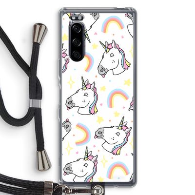 Rainbow Unicorn: Sony Xperia 5 Transparant Hoesje met koord