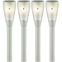 Lumineo Solar tuinlamp - 10x - prikspot - zilver - op zonne-energie - 32 cm - tuinverlichting