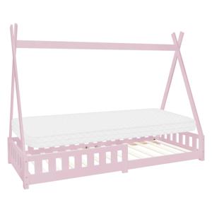 Kinderbed met uitvalbeveiliging en lattenbodem 90x200 cm Roze grenen hout ML-Design