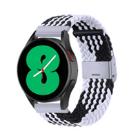 Braided nylon bandje - Zwart / wit - Samsung Galaxy Watch 6 - 40mm & 44mm - thumbnail