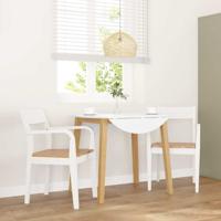 Eetkamerstoelen 2 st massief hout rubber wit