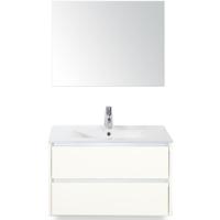 Dante Badmeubelset 80 cm - Wit Hoogglans - Keramische Wastafel Wit Enjoy met Spiegel