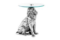 Side table WILDLIFE LION 60cm antique silver - 44826