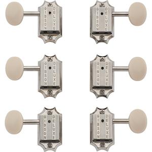 Gibson Deluxe White Button Tuner Set Vintage Nickel stemmechanieken voor gitaar (set van 6)