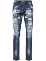 Philipp Plein jean droit à logo imprimé - Bleu - thumbnail