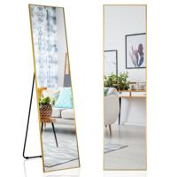 160 x 40 cm Spiegel van Volledige Lengte Rechthoekige Garderobespiegel met Breukvast Glas & Aluminium-Legering Frame Zwart/Goud/Zilver