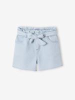 Short voor meisjes van twill met riem om te knopen blauw, gestreept