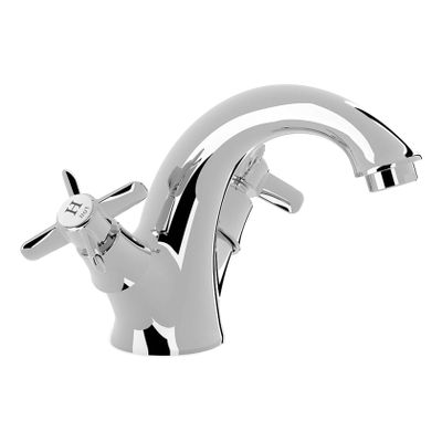 Wastafelkraan Tres Clasic | Opbouw | Mengkraan | Standaard model | 2-knops | Vintage | Chroom