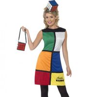 Rubiks kubus jurk met hoed en tas - thumbnail