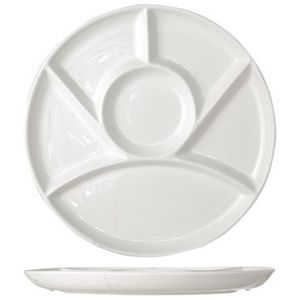 2x Porseleinen fondueborden 6-vaks rond 24 cm