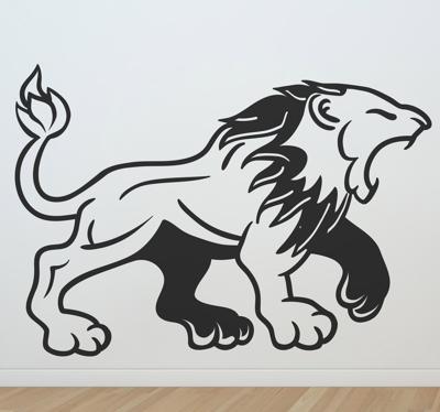 Muursticker middeleeuwse brullende leeuw