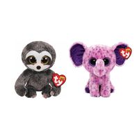 Ty - Knuffel - Beanie Boo's - Dangler Sloth & Eva Elephant