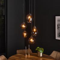 LifestyleFurn Hanglamp Francesco 5-lamps - Chromed Glas - thumbnail