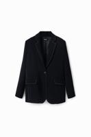 Lange blazer met stiksels - BLACK - XS - thumbnail