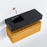 Toiletmeubel Mondiaz Andor | 80 cm | Meubelkleur Ocher | Lex vrijhangend wastafel Urban Links | Zonder kraangat