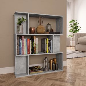 Boekenkast/kamerscherm 80x24x96 cm spaanplaat betongrijs