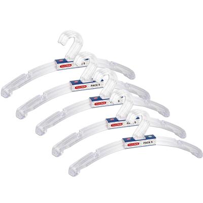 Kledinghangers Jackets - 25x stuks - kunststof - transparant - 42 cm - vaste haak