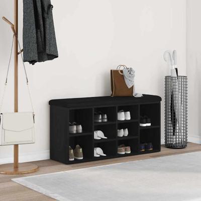 Opbergbank 100x30x48 cm bewerkt hout zwart eikenkleurig
