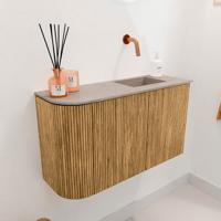 Toiletmeubel Mondiaz Joya Dlux | 71.6 cm | Meubelkleur Oak | Faye wastafel Saba Wasbak Rechts | Zonder kraangat(en)
