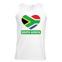 Zuid Afrika hart vlag singlet shirt/ tanktop wit heren - thumbnail