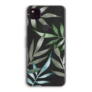 Tropical watercolor leaves: Google Pixel 4a 5G Transparant Hoesje
