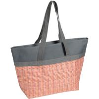 Strandtas/koeltas - grijs - gevlochten mand print - 15 liter - 35 x 34 x 13 cm