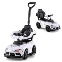 3-in-1 Loopauto Kinderauto met Afneembare Duwstang Veiligheidsbeugel en Voetsteun Duwauto met Opbergruimte Onder de Zitting Loopauto voor Jongens en Meisjes vanaf 3 Jaar Speelgoedauto-Wit