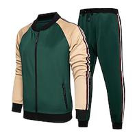 Voor heren Trainingspak sweatsuit Sweatshirt met volledige ritssluiting Zwart Leger Groen Opstaande boord Kleurenblok Lapwerk 2-stuks Sport Outdoor Dagelijks Feestdagen Streetwear Basic Casual Lightinthebox