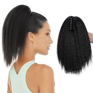 yaki klauw clip hair extensions 12 inch kinky steil haar extensions paardenstaart zwart pluizige dikke synthetische yaki paardenstaarten natuurlijke yaki paardenstaart voor zwarte vrouwen Lightinthebox