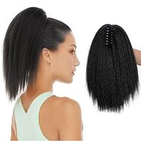 yaki klauw clip hair extensions 12 inch kinky steil haar extensions paardenstaart zwart pluizige dikke synthetische yaki paardenstaarten natuurlijke yaki paardenstaart voor zwarte vrouwen Lightinthebox