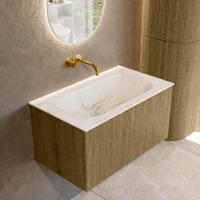 Badmeubel Mondiaz Kurve-Dlux | 80 cm cm | Meubelkleur Dusk | Wastafelkleur Frappe | Solid surface | Wasbak midden spoelbak | Zonder kraangat(en)