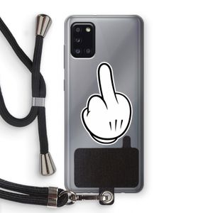Middle finger black: Samsung Galaxy A31 Transparant Hoesje met koord