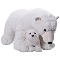 Grote pluche witte ijsbeer met welpje knuffel 76 cm speelgoed   -