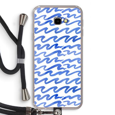 Blauwe golven: Samsung Galaxy J4 Plus Transparant Hoesje met koord