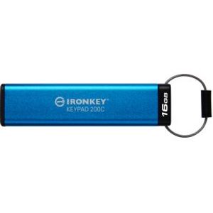 Kingston Technology IronKey Keypad 200 USB flash drive 16 GB USB Type-C 3.2 Gen 1 (3.1 Gen 1) Blauw