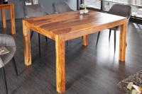 Massief houten eettafel PURE 135cm natuursteenafwerking Sheeshamhout unieke korrel - 43752