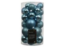 Kerstbalmix kunststof d6 cm blauw 30 st Decoris - Decoris Kerstbalmix kunststof d6 cm blauw 30 st Decoris - Decoris