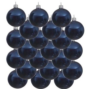 Decoris kerstballen - 18x st - donkerblauw - 8 cm - glas - kerstversiering