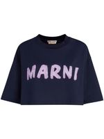 Marni t-shirt crop en coton à logo imprimé - Bleu