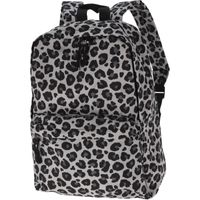 Rugtas/rugzak in grijs/zwarte panter print 40 x 30 x 12 cm met voorvakje Rugtas/rugzak in grijs/zwarte panter print 40 x 30 x 12 cm met voorvakje