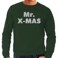 Foute Kersttrui - sweater - Mr. x-mas - groen - voor heren - zilver glitter letters - kerstkleding