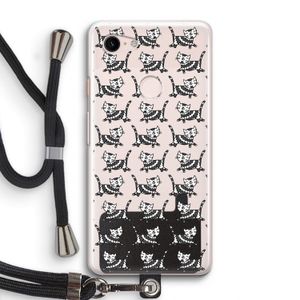 Zwarte poes: Pixel 3 Transparant Hoesje met koord