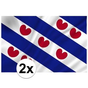 Friese Vlag - 2x - 90 x 150 cm - Feest Vlag - Friesland - Frisian