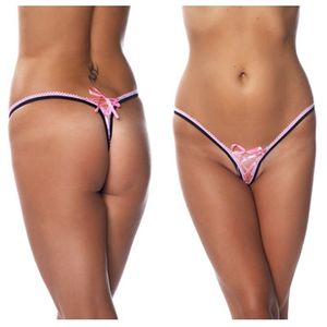 G-string Met Kant - Zwart / Roze