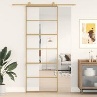 VidaXL Schuifdeur 76x205 cm helder esg-glas en aluminium goudkleurig