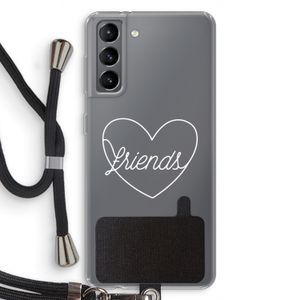 Friends heart pastel: Samsung Galaxy S21 Transparant Hoesje met koord